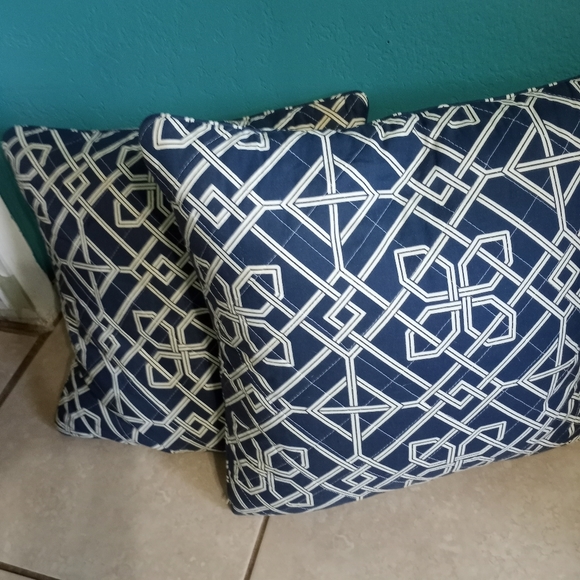 Home Goods Blue & White Patterned Down Pillows - Picture 4 of 6